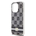 Etui DKNY IML Checkered Mono Pattern & Printed Stripes MagSafe na iPhone 13 Pro Max - czarne DKNY