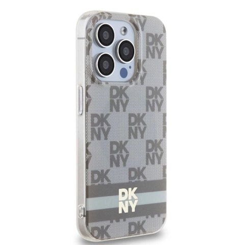 Etui DKNY IML Checkered Mono Pattern & Printed Stripes MagSafe na iPhone 14 Pro Max - beżowe DKNY