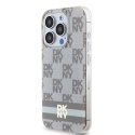 Etui DKNY IML Checkered Mono Pattern & Printed Stripes MagSafe na iPhone 14 Pro - beżowe DKNY