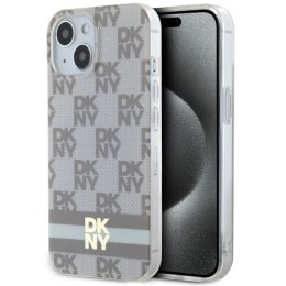 Etui DKNY IML Checkered Mono Pattern & Printed Stripes MagSafe na iPhone 15 / 14 / 13 - beżowe DKNY