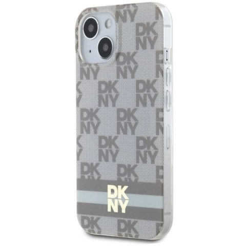 Etui DKNY IML Checkered Mono Pattern & Printed Stripes MagSafe na iPhone 15 / 14 / 13 - beżowe DKNY