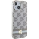 Etui DKNY IML Checkered Mono Pattern & Printed Stripes MagSafe na iPhone 15 / 14 / 13 - beżowe DKNY