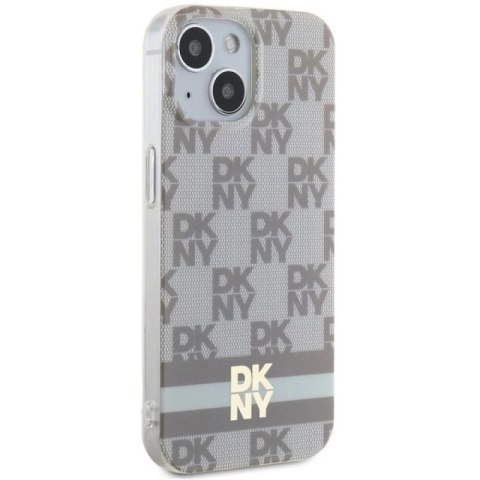 Etui DKNY IML Checkered Mono Pattern & Printed Stripes MagSafe na iPhone 15 / 14 / 13 - beżowe DKNY