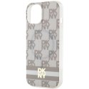 Etui DKNY IML Checkered Mono Pattern & Printed Stripes MagSafe na iPhone 15 / 14 / 13 - beżowe DKNY