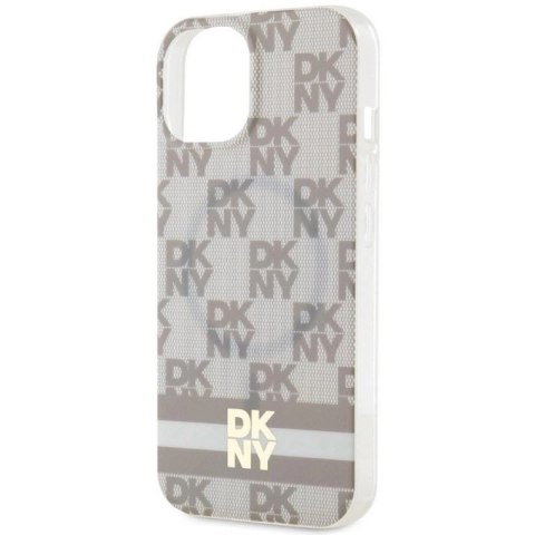 Etui DKNY IML Checkered Mono Pattern & Printed Stripes MagSafe na iPhone 15 / 14 / 13 - beżowe DKNY