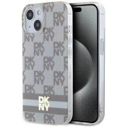 Etui DKNY IML Checkered Mono Pattern & Printed Stripes MagSafe na iPhone 15 / 14 / 13 - beżowe DKNY