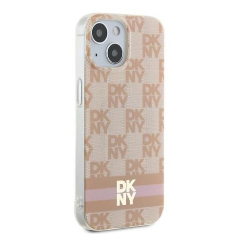 Etui DKNY IML Checkered Mono Pattern & Printed Stripes MagSafe na iPhone 15 / 14 / 13 - różowe DKNY