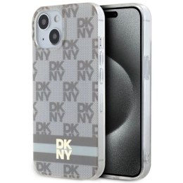 Etui DKNY IML Checkered Mono Pattern & Printed Stripes MagSafe na iPhone 15 Plus / 14 Plus - beżowe DKNY