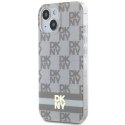 Etui DKNY IML Checkered Mono Pattern & Printed Stripes MagSafe na iPhone 15 Plus / 14 Plus - beżowe DKNY