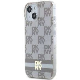 Etui DKNY IML Checkered Mono Pattern & Printed Stripes MagSafe na iPhone 15 Plus / 14 Plus - beżowe DKNY