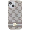 Etui DKNY IML Checkered Mono Pattern & Printed Stripes MagSafe na iPhone 15 Plus / 14 Plus - beżowe DKNY