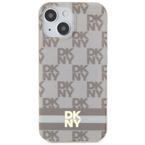 Etui DKNY IML Checkered Mono Pattern & Printed Stripes MagSafe na iPhone 15 Plus / 14 Plus - beżowe DKNY