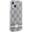 Etui DKNY IML Checkered Mono Pattern & Printed Stripes MagSafe na iPhone 15 Plus / 14 Plus - beżowe DKNY