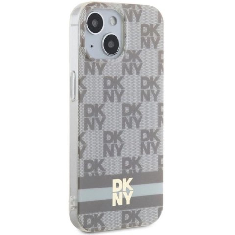Etui DKNY IML Checkered Mono Pattern & Printed Stripes MagSafe na iPhone 15 Plus / 14 Plus - beżowe DKNY