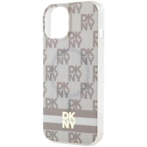 Etui DKNY IML Checkered Mono Pattern & Printed Stripes MagSafe na iPhone 15 Plus / 14 Plus - beżowe DKNY