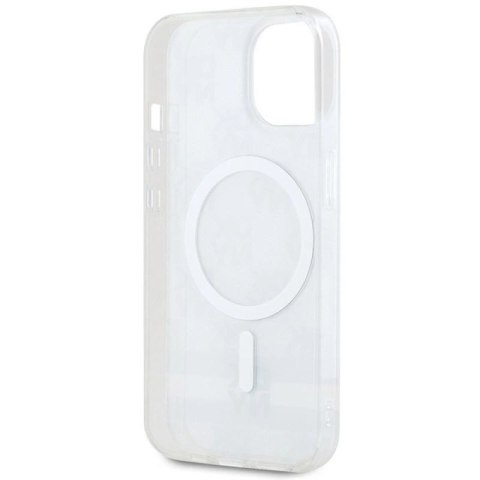 Etui DKNY IML Checkered Mono Pattern & Printed Stripes MagSafe na iPhone 15 Plus / 14 Plus - beżowe DKNY