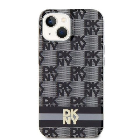 Etui DKNY IML Checkered Mono Pattern & Printed Stripes MagSafe na iPhone 15 Plus / 14 Plus - czarne DKNY