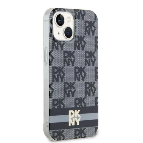 Etui DKNY IML Checkered Mono Pattern & Printed Stripes MagSafe na iPhone 15 Plus / 14 Plus - czarne DKNY
