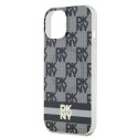 Etui DKNY IML Checkered Mono Pattern & Printed Stripes MagSafe na iPhone 15 Plus / 14 Plus - czarne DKNY