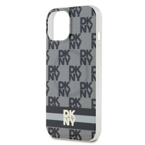 Etui DKNY IML Checkered Mono Pattern & Printed Stripes MagSafe na iPhone 15 Plus / 14 Plus - czarne DKNY