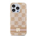 Etui DKNY IML Checkered Mono Pattern & Printed Stripes MagSafe na iPhone 15 Pro Max - różowe DKNY