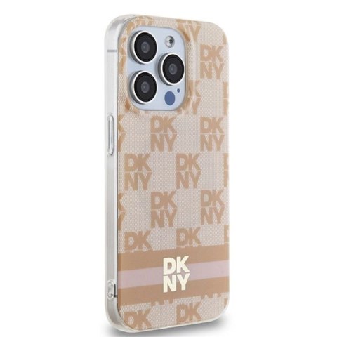 Etui DKNY IML Checkered Mono Pattern & Printed Stripes MagSafe na iPhone 15 Pro Max - różowe DKNY