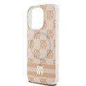 Etui DKNY IML Checkered Mono Pattern & Printed Stripes MagSafe na iPhone 15 Pro Max - różowe DKNY