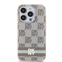 Etui DKNY IML Checkered Mono Pattern & Printed Stripes MagSafe na iPhone 15 Pro - beżowe DKNY