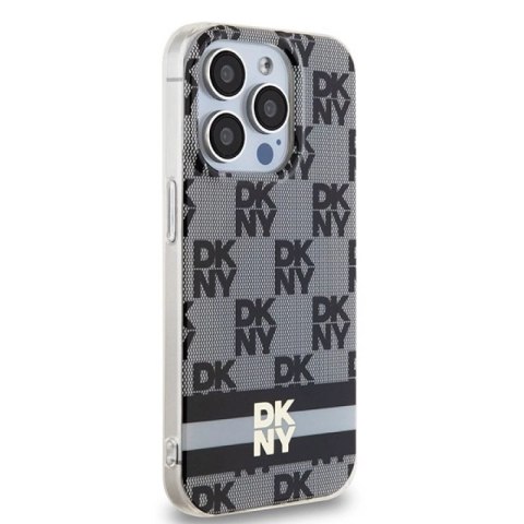 Etui DKNY IML Checkered Mono Pattern & Printed Stripes MagSafe na iPhone 15 Pro - czarne DKNY