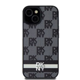 Etui DKNY Leather Checkered Mono Pattern & Printed Stripes na Samsung Galaxy S24+ - czarne DKNY