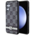 Etui DKNY Leather Checkered Mono Pattern & Printed Stripes na Samsung Galaxy S24+ - czarne DKNY