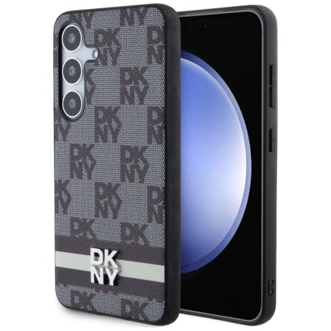 Etui DKNY Leather Checkered Mono Pattern & Printed Stripes na Samsung Galaxy S24+ - czarne DKNY