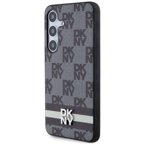 Etui DKNY Leather Checkered Mono Pattern & Printed Stripes na Samsung Galaxy S24+ - czarne DKNY