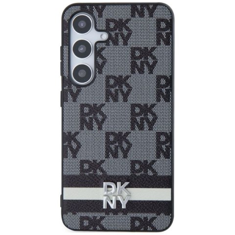 Etui DKNY Leather Checkered Mono Pattern & Printed Stripes na Samsung Galaxy S24+ - czarne DKNY