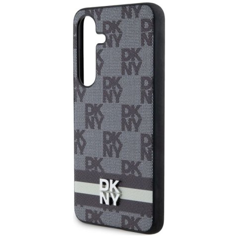 Etui DKNY Leather Checkered Mono Pattern & Printed Stripes na Samsung Galaxy S24+ - czarne DKNY