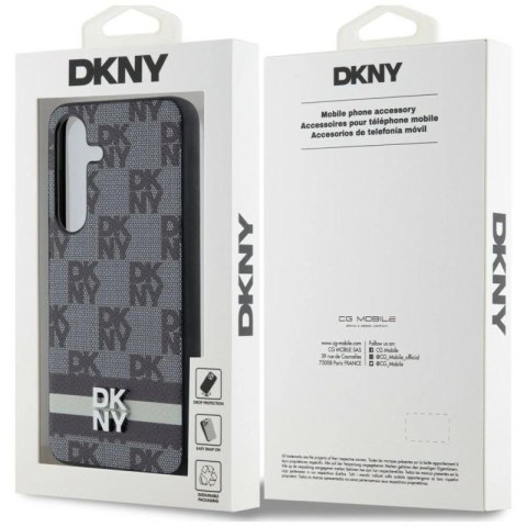 Etui DKNY Leather Checkered Mono Pattern & Printed Stripes na Samsung Galaxy S24+ - czarne DKNY