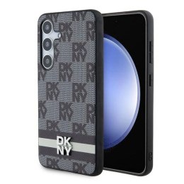 Etui DKNY Leather Checkered Mono Pattern & Printed Stripes na Samsung Galaxy S24 - czarne DKNY