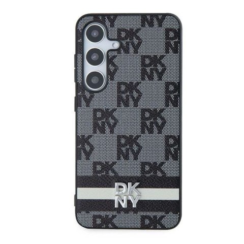 Etui DKNY Leather Checkered Mono Pattern & Printed Stripes na Samsung Galaxy S24 - czarne DKNY