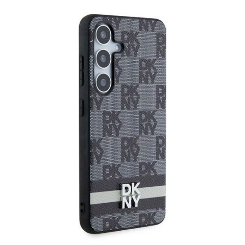 Etui DKNY Leather Checkered Mono Pattern & Printed Stripes na Samsung Galaxy S24 - czarne DKNY