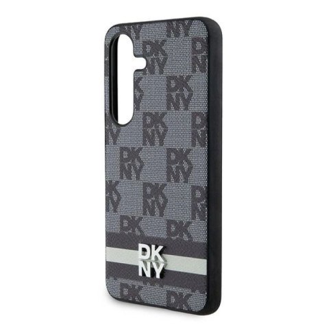 Etui DKNY Leather Checkered Mono Pattern & Printed Stripes na Samsung Galaxy S24 - czarne DKNY