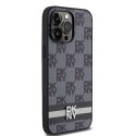Etui DKNY Leather Checkered Mono Pattern & Printed Stripes na iPhone 14 Pro Max - czarne DKNY