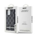 Etui DKNY Leather Checkered Mono Pattern & Printed Stripes na iPhone 14 Pro Max - czarne DKNY
