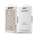 Etui DKNY Leather Checkered Mono Pattern & Printed Stripes na iPhone 14 Pro Max - różowe DKNY