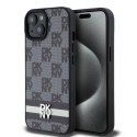 Etui DKNY Leather Checkered Mono Pattern & Printed Stripes na iPhone 15 / 14 / 13 - czarne DKNY