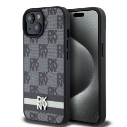 Etui DKNY Leather Checkered Mono Pattern & Printed Stripes na iPhone 15 / 14 / 13 - czarne DKNY