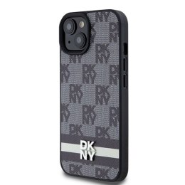 Etui DKNY Leather Checkered Mono Pattern & Printed Stripes na iPhone 15 / 14 / 13 - czarne DKNY