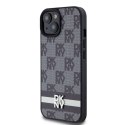 Etui DKNY Leather Checkered Mono Pattern & Printed Stripes na iPhone 15 Plus / 14 Plus - czarne DKNY