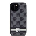 Etui DKNY Leather Checkered Mono Pattern & Printed Stripes na iPhone 15 Plus / 14 Plus - czarne DKNY