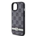 Etui DKNY Leather Checkered Mono Pattern & Printed Stripes na iPhone 15 Plus / 14 Plus - czarne DKNY