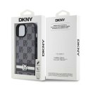 Etui DKNY Leather Checkered Mono Pattern & Printed Stripes na iPhone 15 Plus / 14 Plus - czarne DKNY